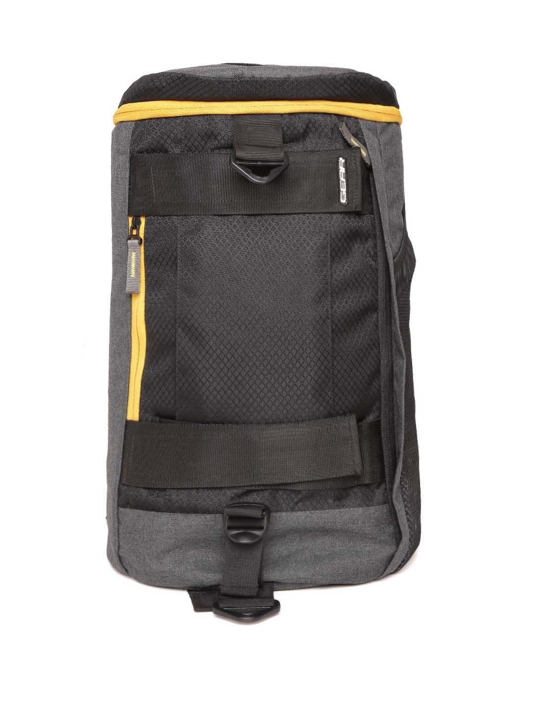 gear unisex grey printed duffel bag cum backpack