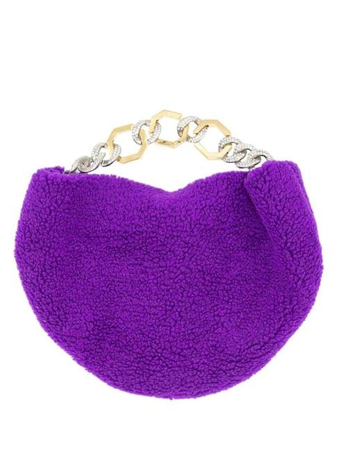 gedebe purple teddy fur large hobo bag