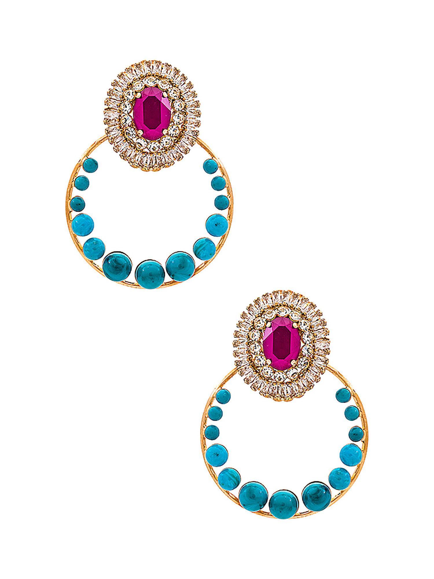 gem cluster hoop earrings