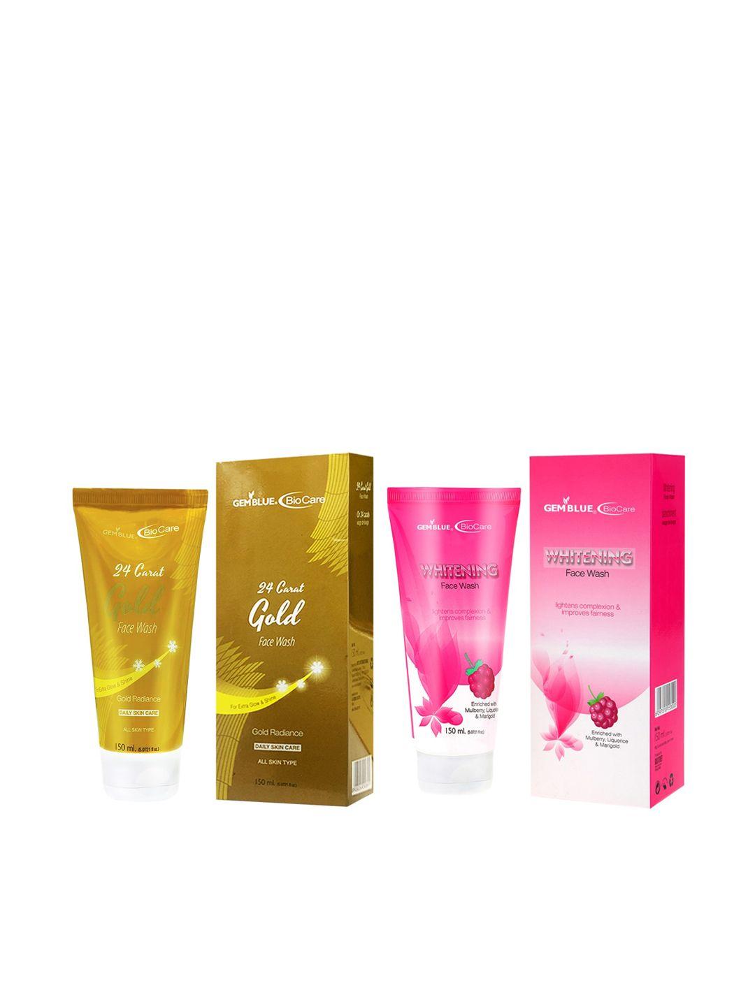 gemblue biocare 24 carat-gold face wash and whitening face wash 150ml (combo of 2)
