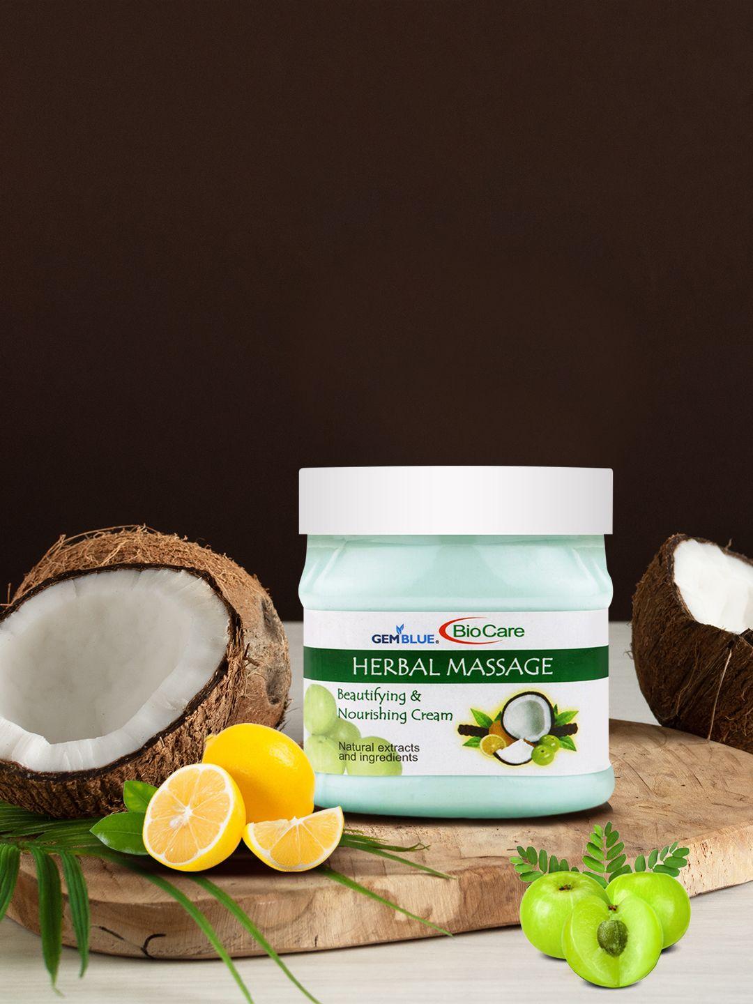 gemblue biocare herbal massage beautifying & nourishing face & body cream 500 ml