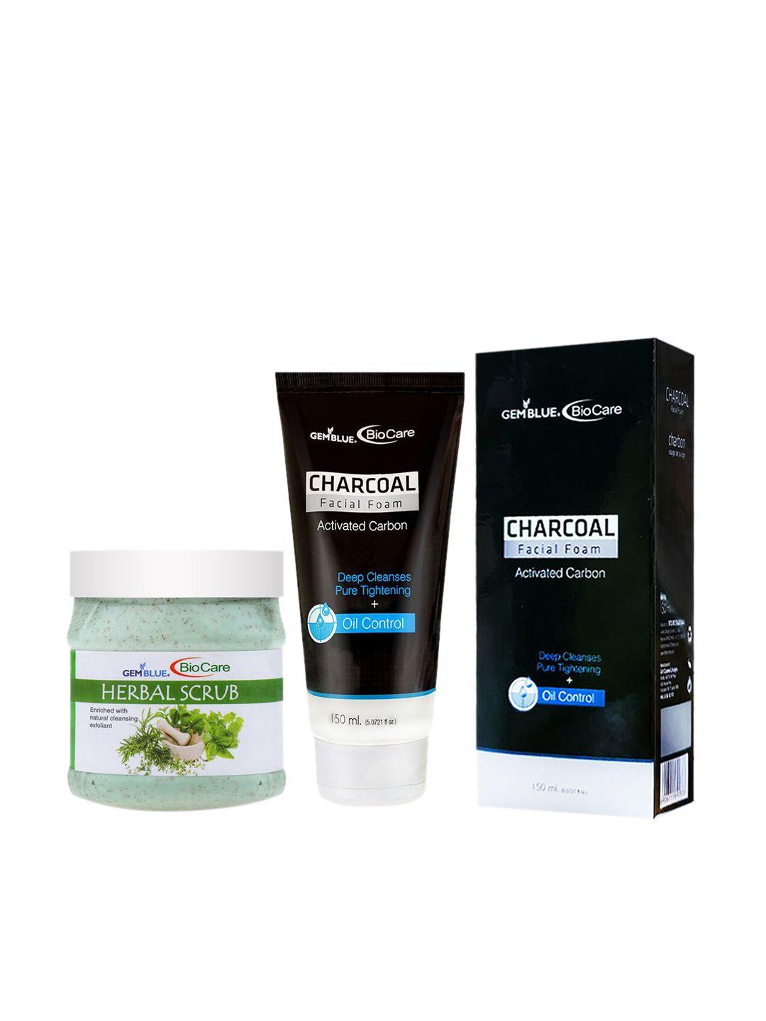 gemblue biocare herbal scrub and charcoal face wash 650ml