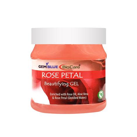 gemblue biocare rose petal skin beautifying gel enriched with rose oil, aloevera and rose petal, suitable for all skin types - 500ml