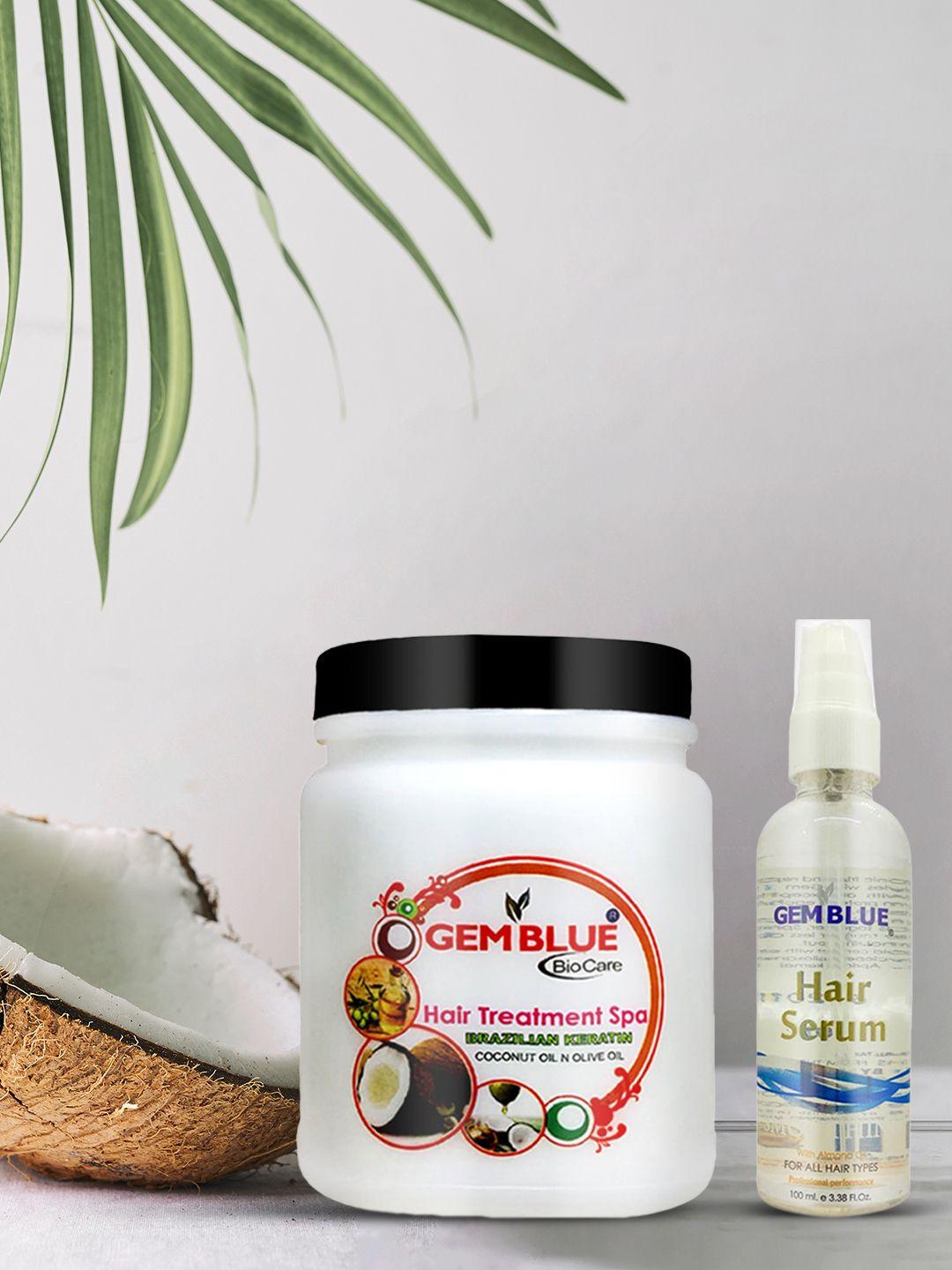 gemblue biocare set of 2 hair spa & brazilian keratin & silver serum