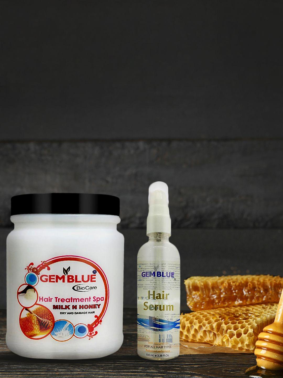gemblue biocare set of 2 serum & milk-honey hair treatment spa