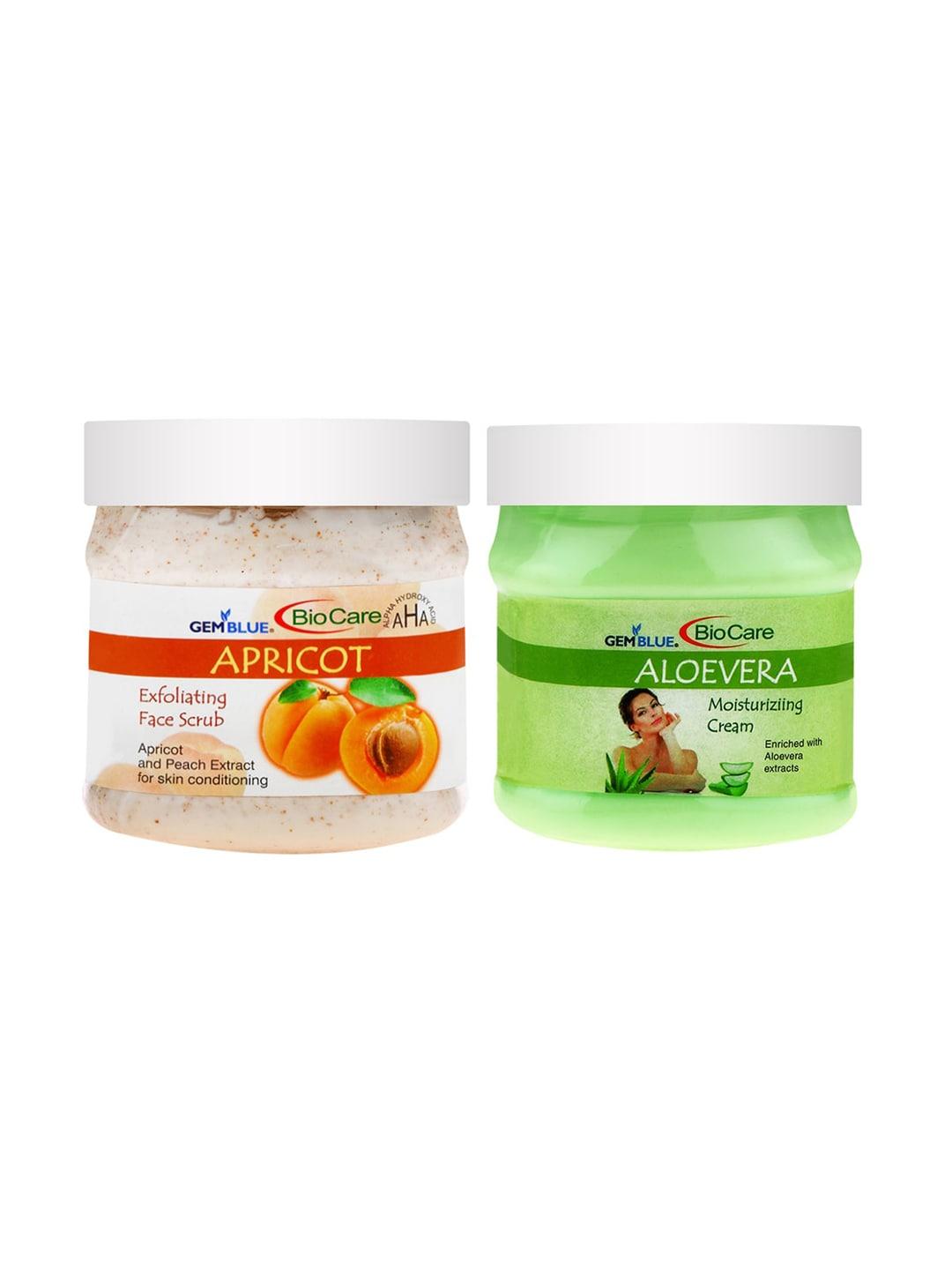 gemblue biocare set of apricoat scrub & aloevera cream 500ml each