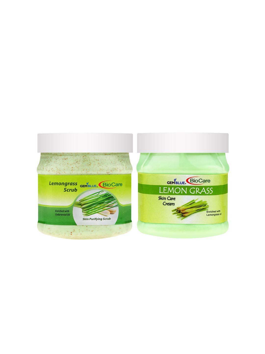gemblue biocare set of lemongrass scrub & cream 500ml each