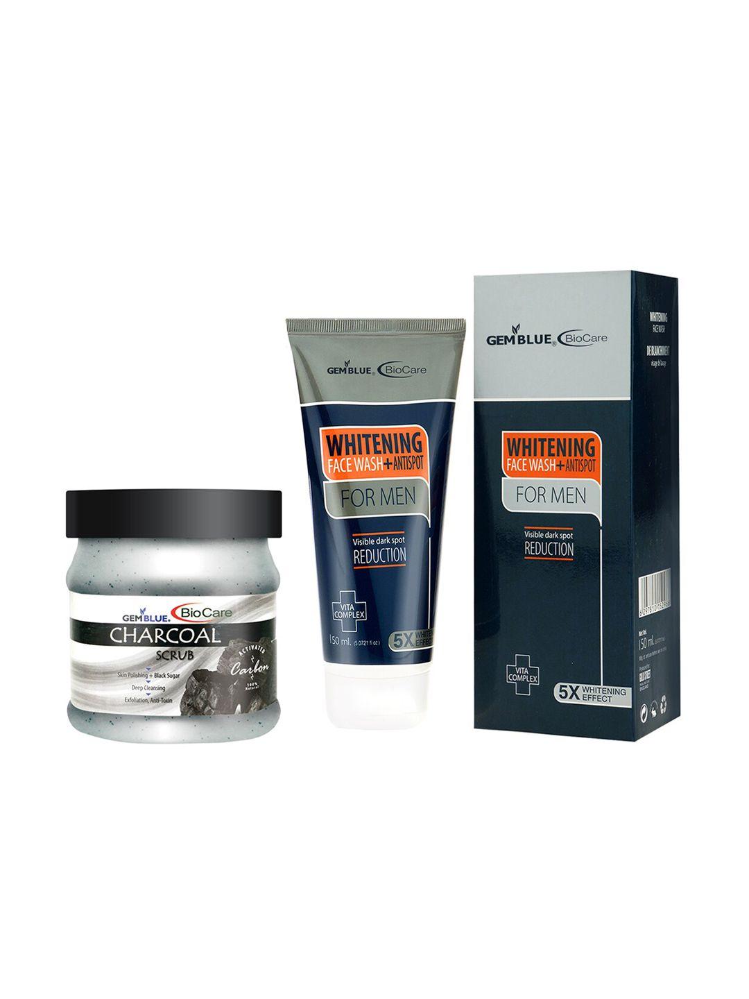 gemblue biocare unisex charcoal scrub, 500ml and whitening face wash,150ml