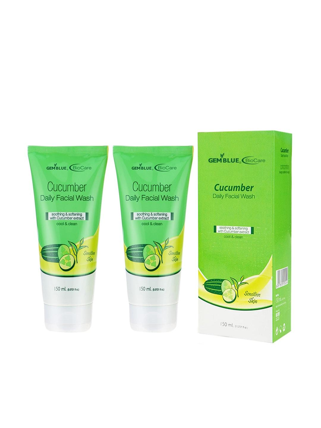 gemblue biocare unisex cucumber daily face wash, 150 ml each (combo of 2)