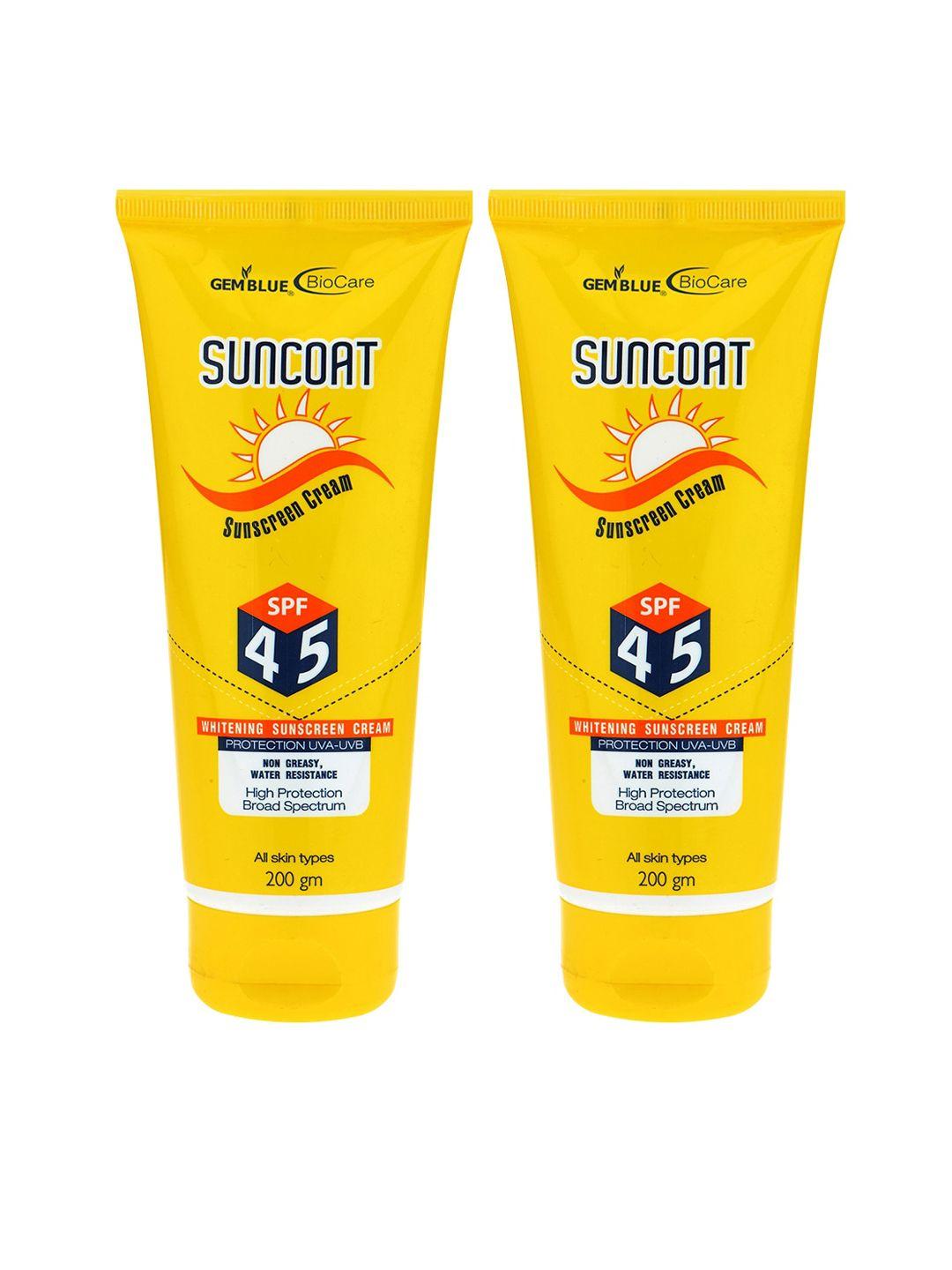 gemblue biocare unisex pack of 2 suncoat sunscreen cream spf 45 400 gm