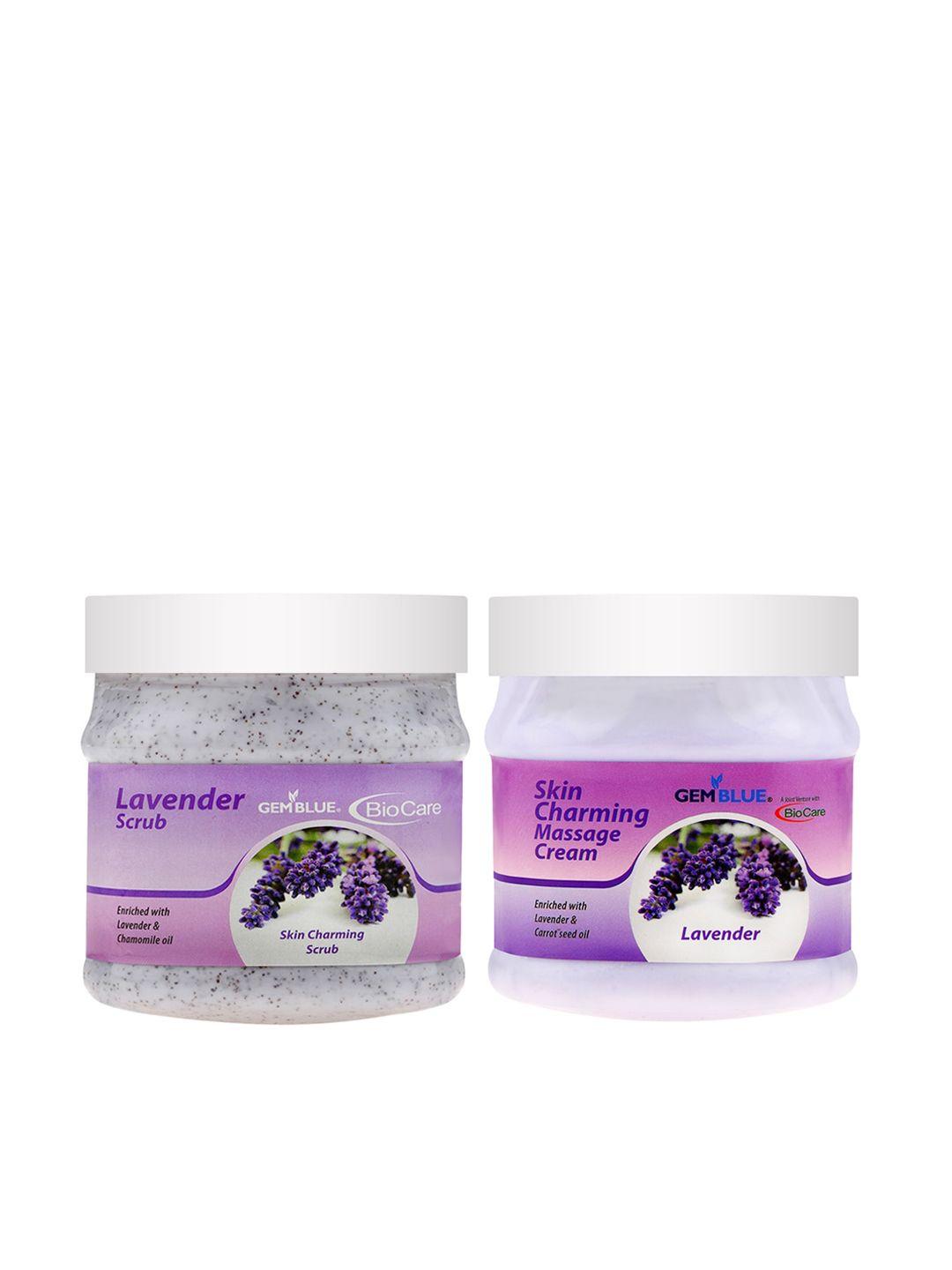 gemblue biocare unisex set of 2 lavender scrub & cream