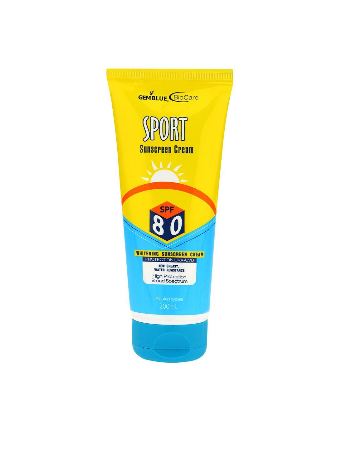 gemblue biocare unisex suncoat sunscreen cream spf 80 200 gm