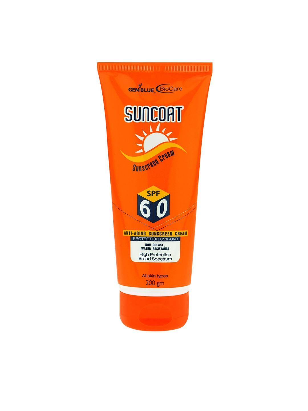 gemblue biocare unisex suncoat sunscreen cream spf60 200 gm