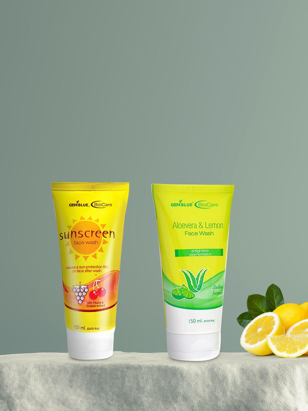 gemblue biocare aloevera face wash, 150ml & sunscreen face wash (combo of 2)