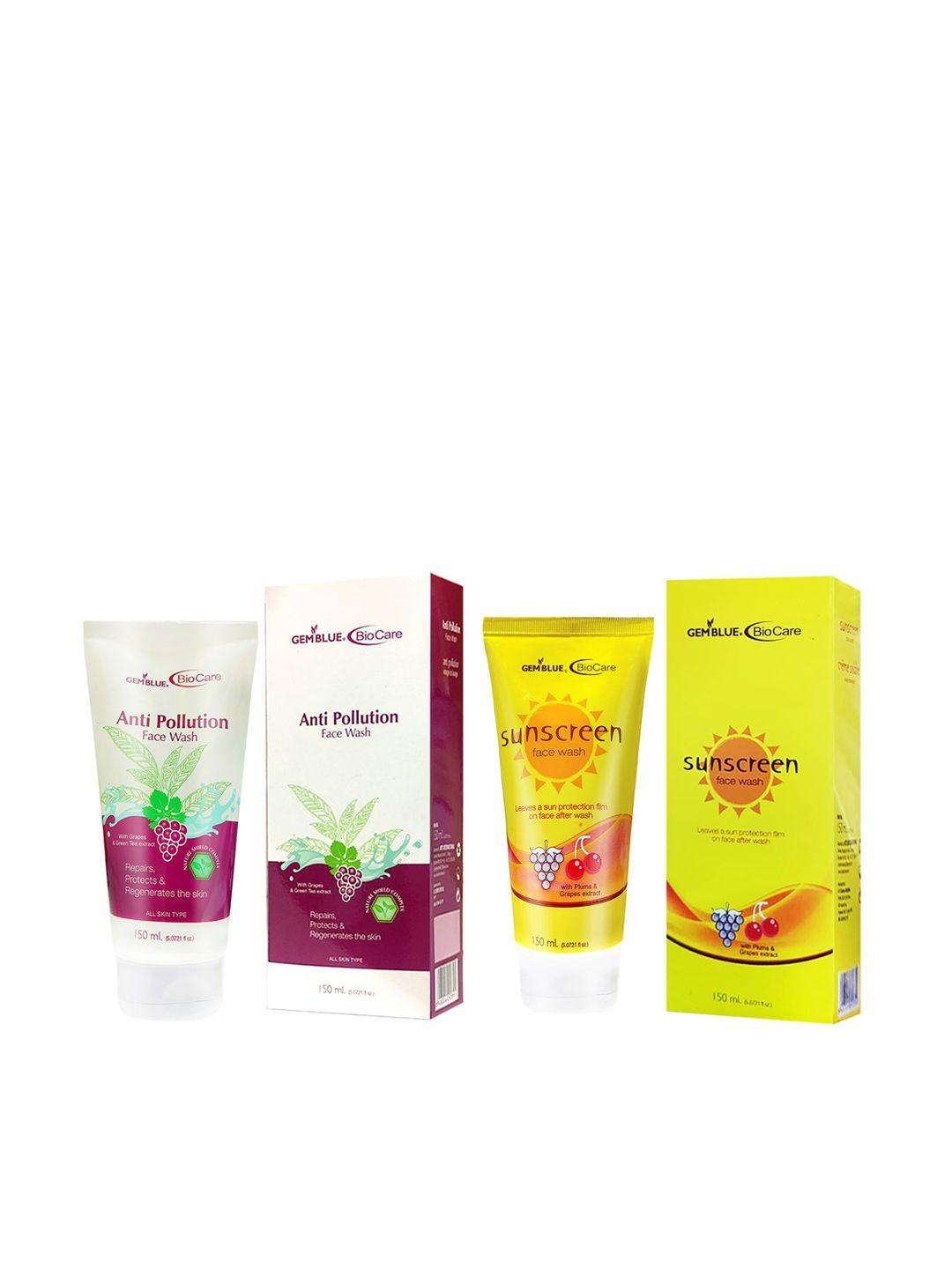 gemblue biocare anti polution face wash and sunscreen face wash 150ml (combo of 2)