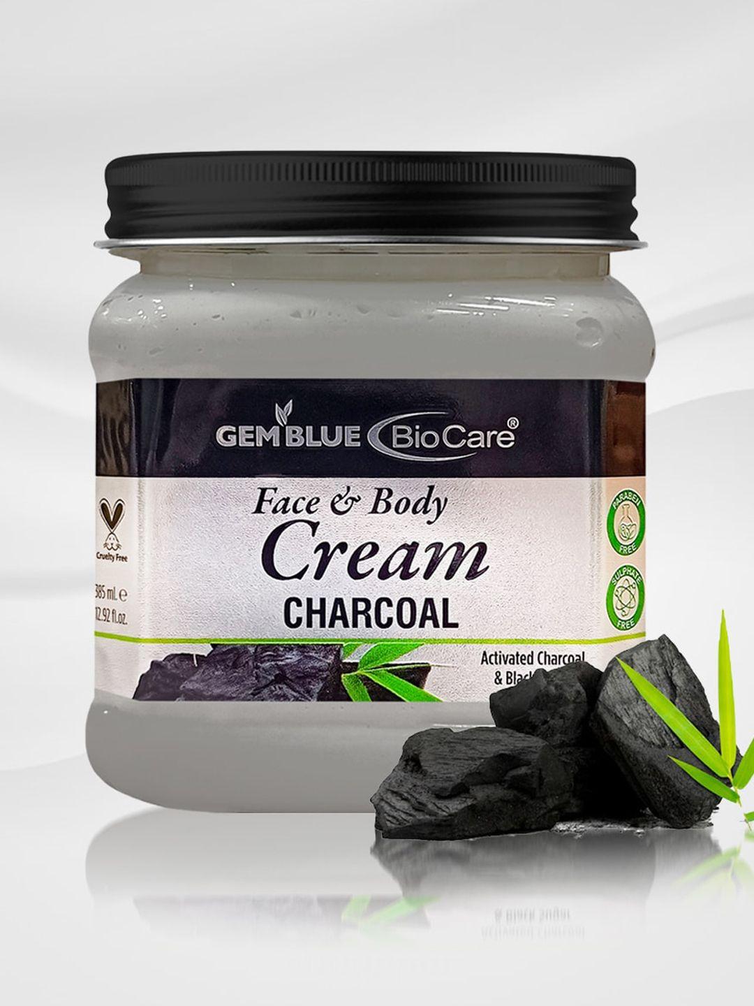 gemblue biocare charcoal face & body cream with activated charcoal & black sugar - 385 ml