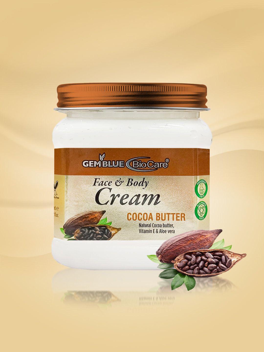 gemblue biocare cocoa butter face & body cream with vitamin e - 385 ml