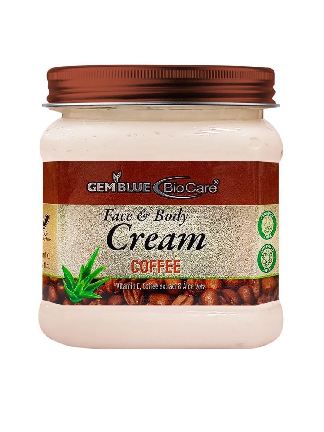 gemblue biocare coffee face & body cream with vitamin e & aloe vera - 385 ml