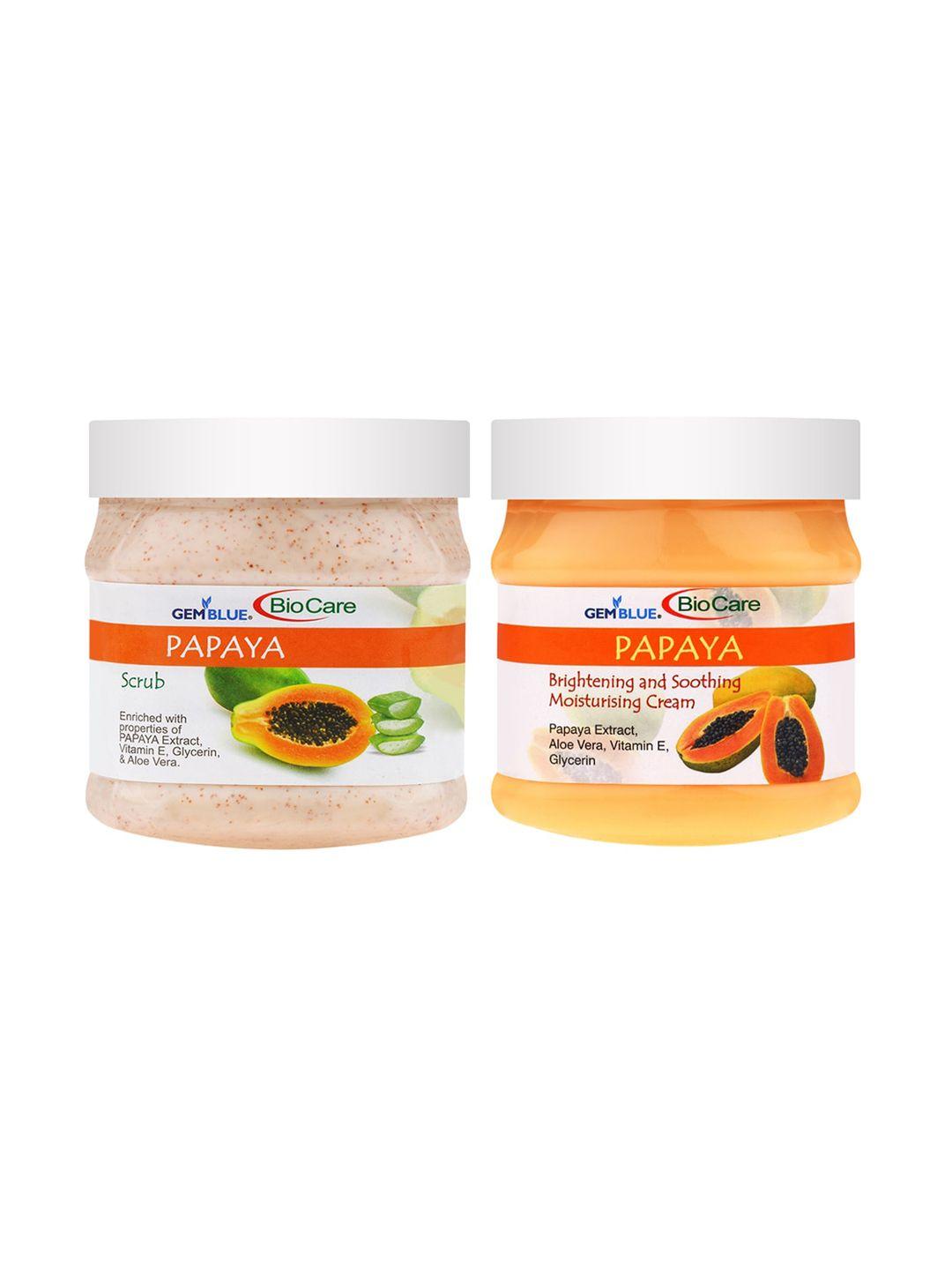 gemblue biocare combo of 2 papaya scrub & papaya cream - 500 ml each