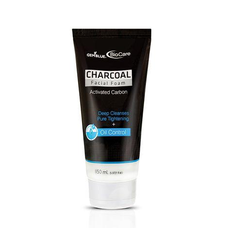 gemblue biocare face wash charcoal facial foam (150 ml)