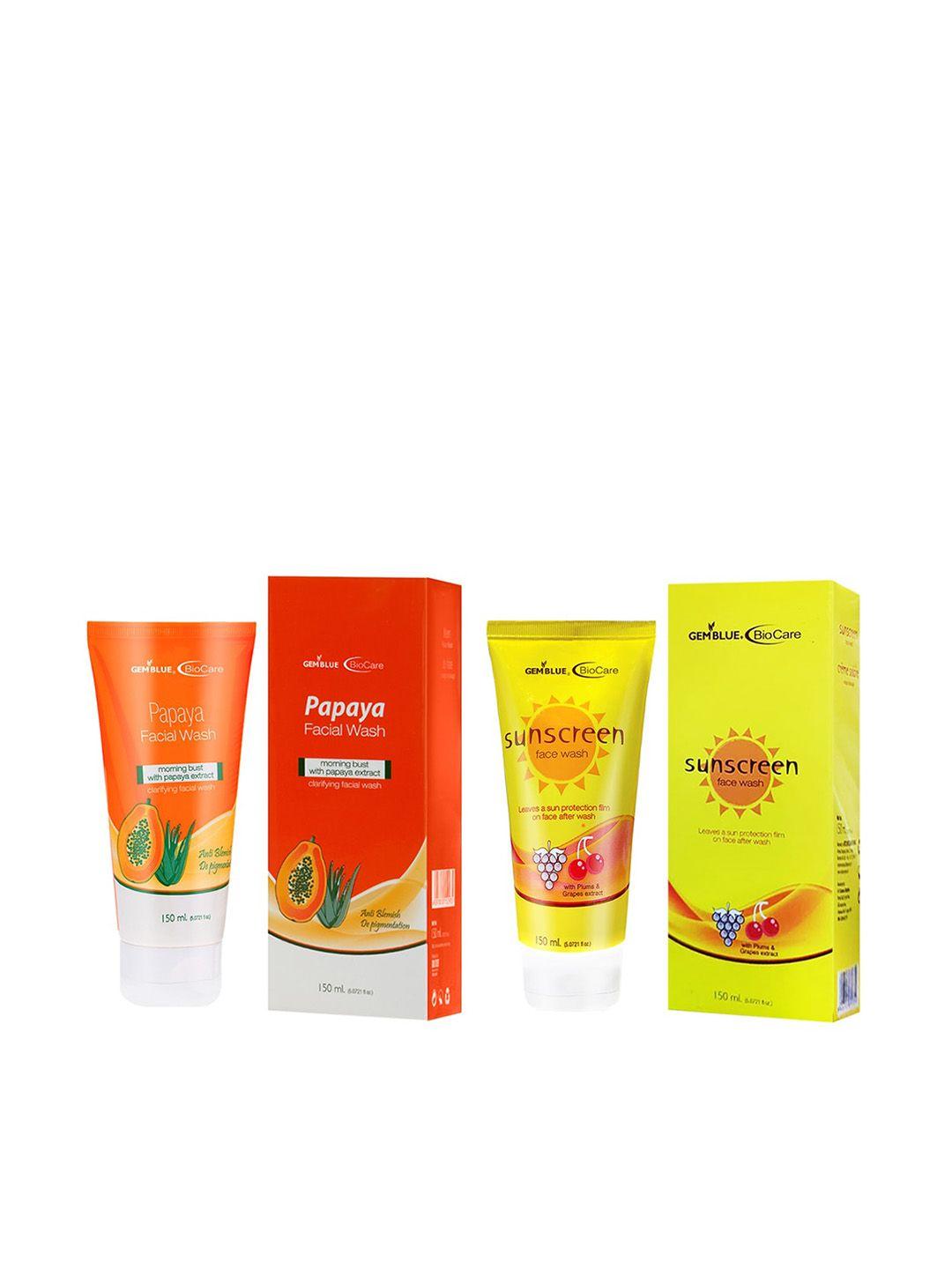 gemblue biocare papaya & sunscreen face wash 150ml (combo of 2)