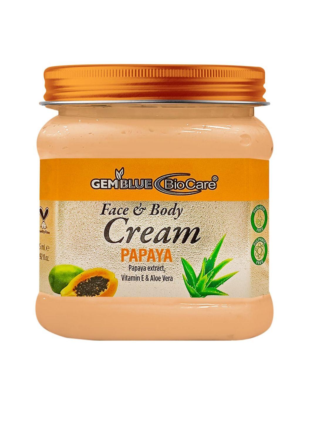 gemblue biocare papaya face & body cream with vitamin e & aloe vera - 385 ml