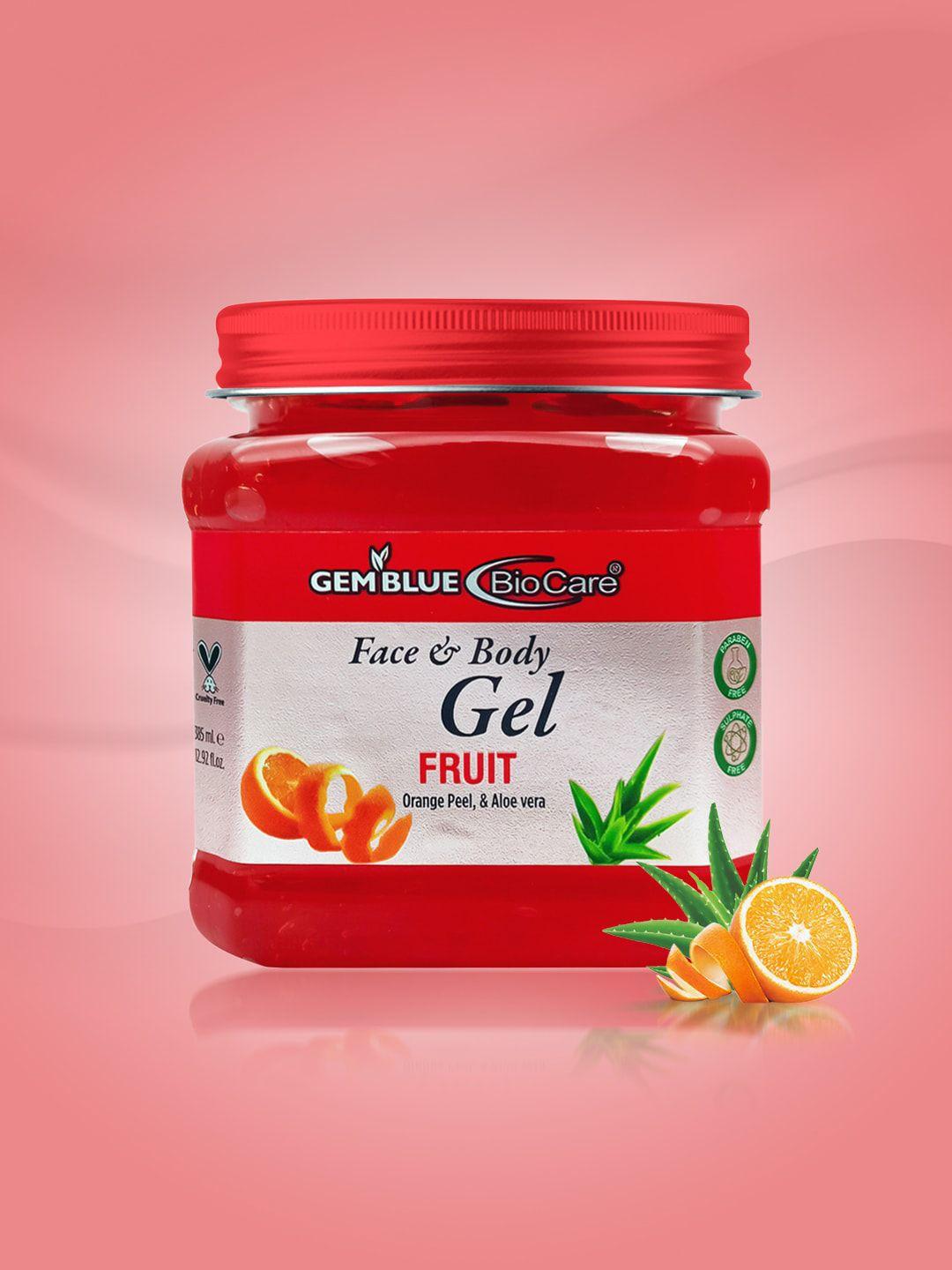 gemblue biocare paraben free fruit face & body gel with orange peel & aloe vera - 385 ml
