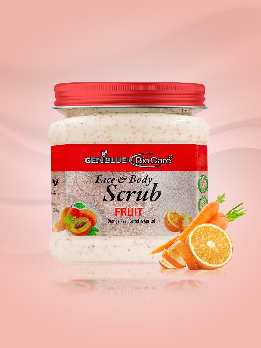 gemblue biocare paraben free fruit face & body scrub with orange peel & carrot - 385 ml