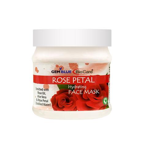 gemblue biocare rose petal hydrating mask enriched with rose oil, aloevera, and rose petal, suitable for all skin types - 500ml