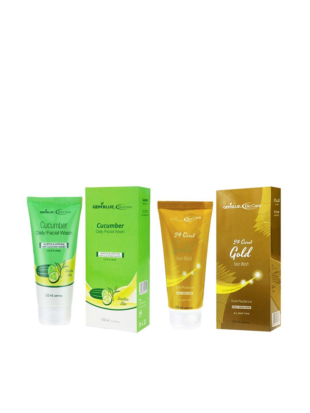 gemblue biocare set of 24 carat gold face wash & cucumber face wash