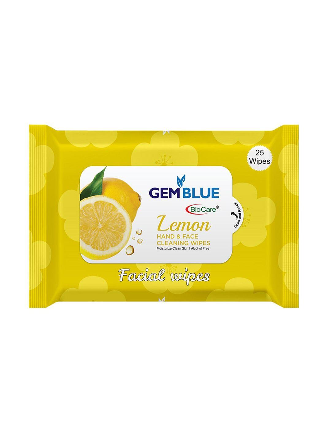 gemblue biocare set of 5 lemon facial wipes