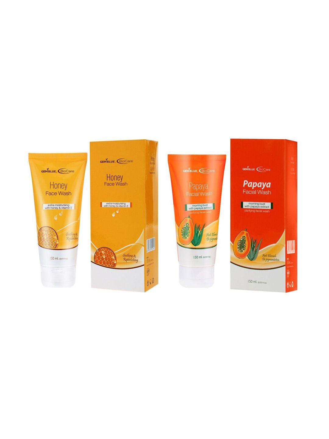 gemblue biocare set of honey & papaya face wash 150ml each