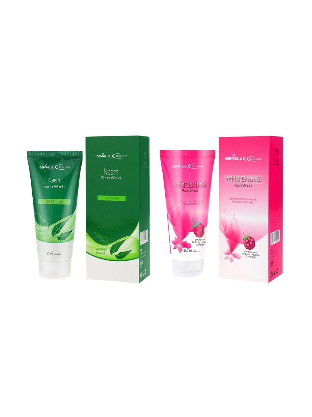 gemblue biocare set of neem & whitening face wash 150ml each