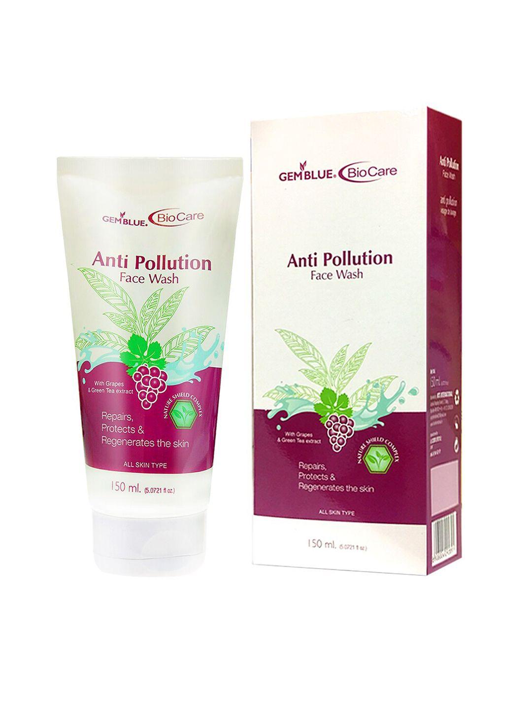 gemblue biocare unisex anti pollution face wash 150ml