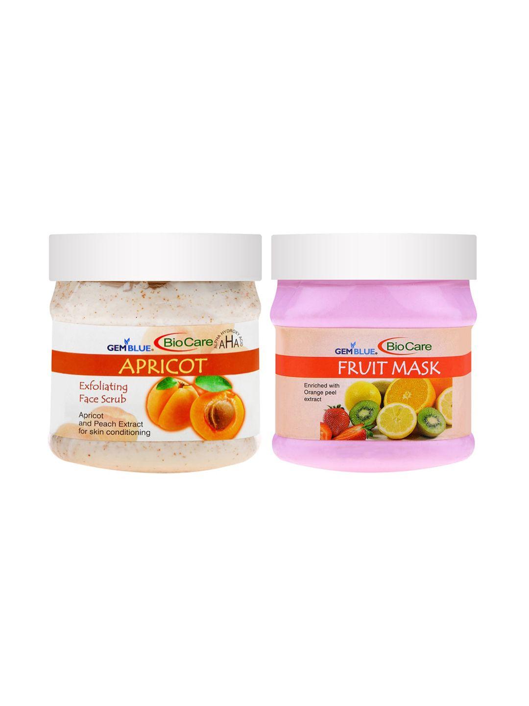 gemblue biocare unisex apricot scrub & gemblue fruit mask 500ml each