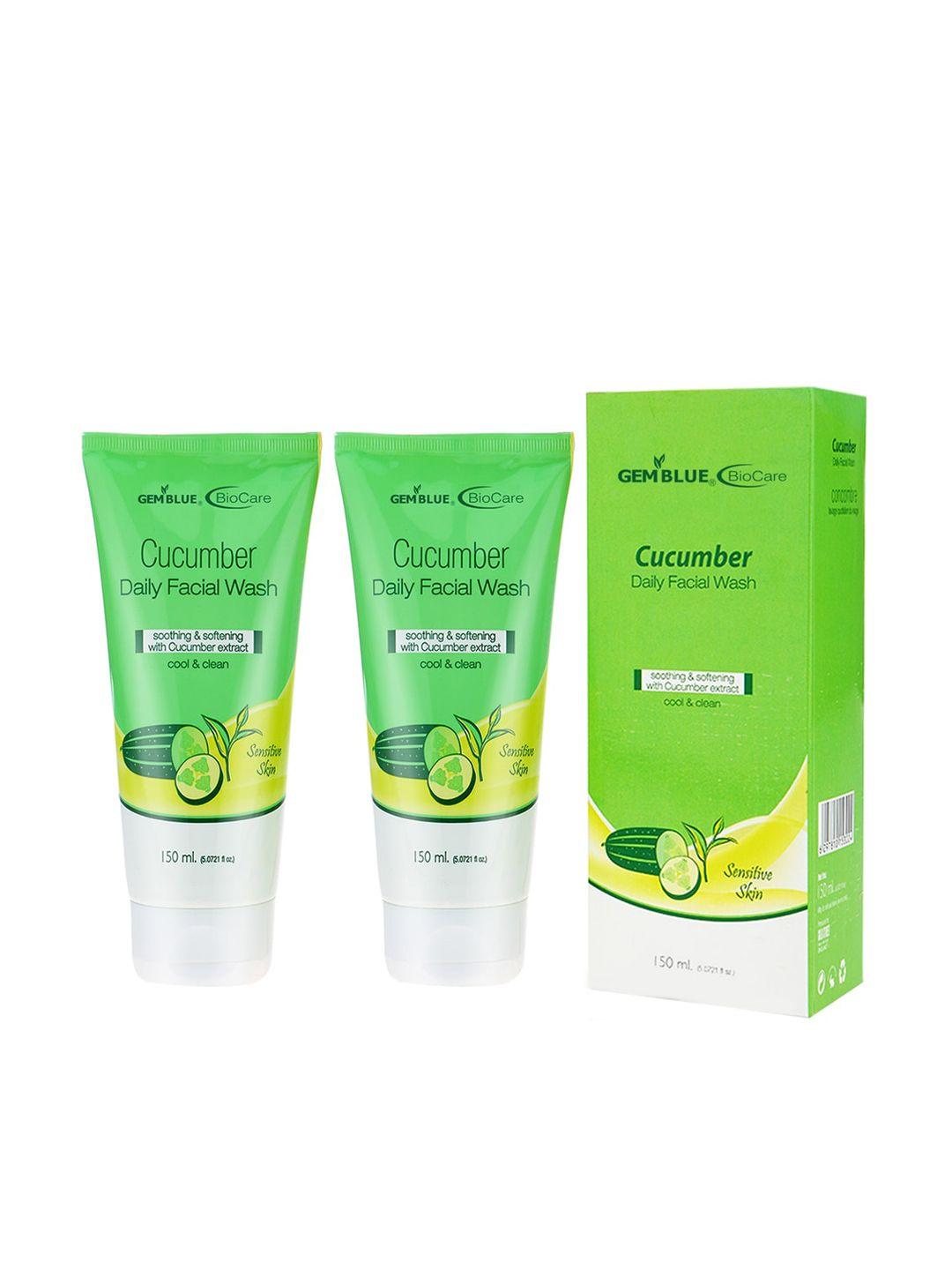 gemblue biocare unisex cucumber daily face wash, 150 ml each (combo of 2)