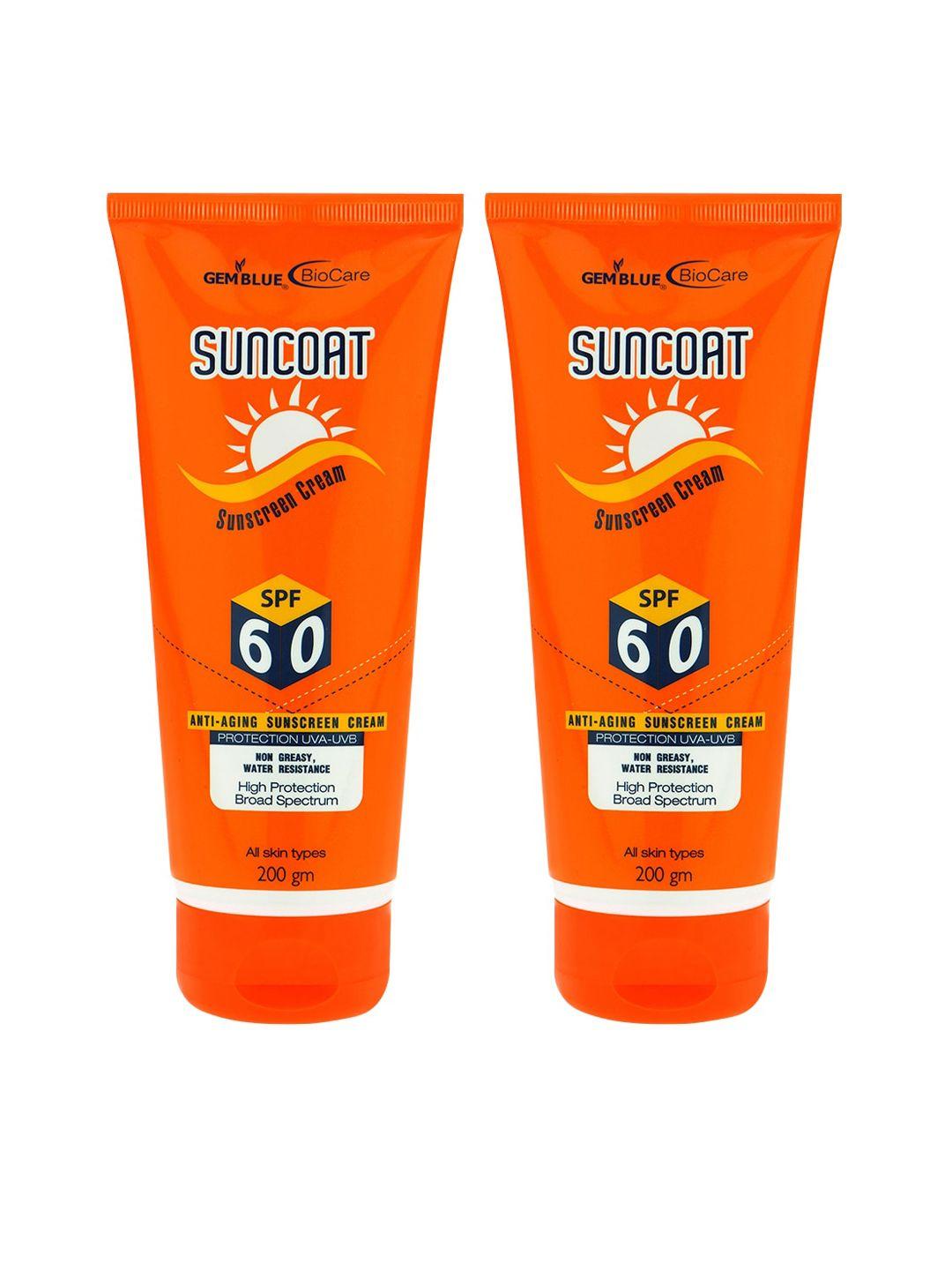 gemblue biocare unisex pack of 2 suncoat sunscreen cream spf 60 400 gm
