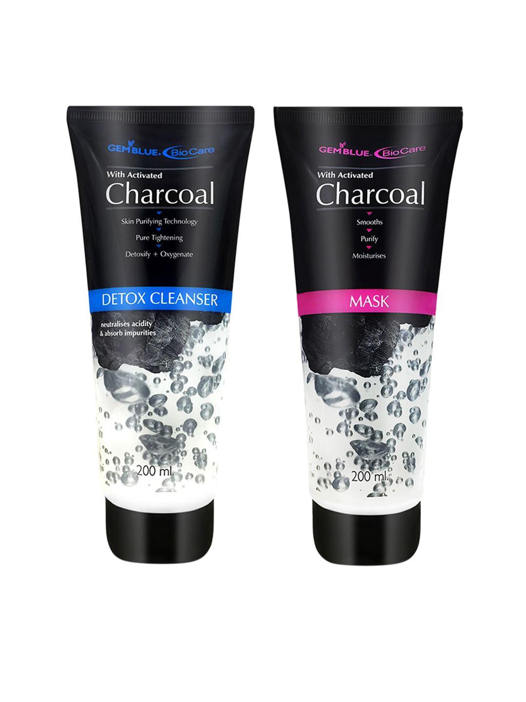 gemblue biocare unisex set of charcoal detox cleanser & mask