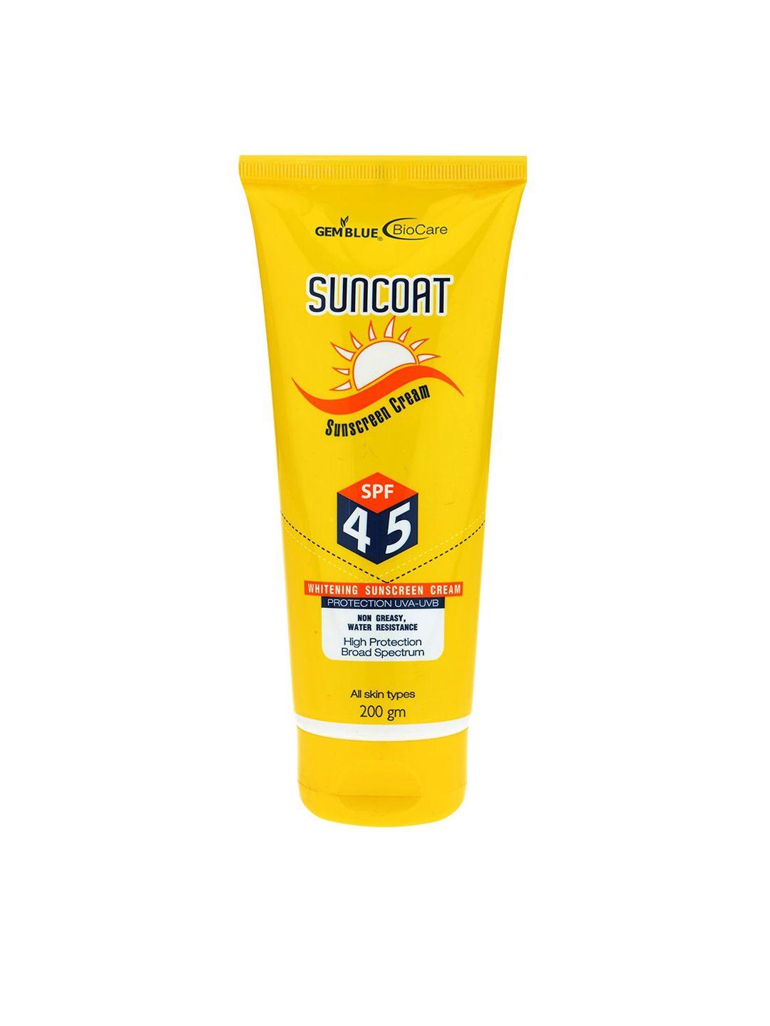 gemblue biocare unisex suncoat sunscreen cream spf 45 200 ml