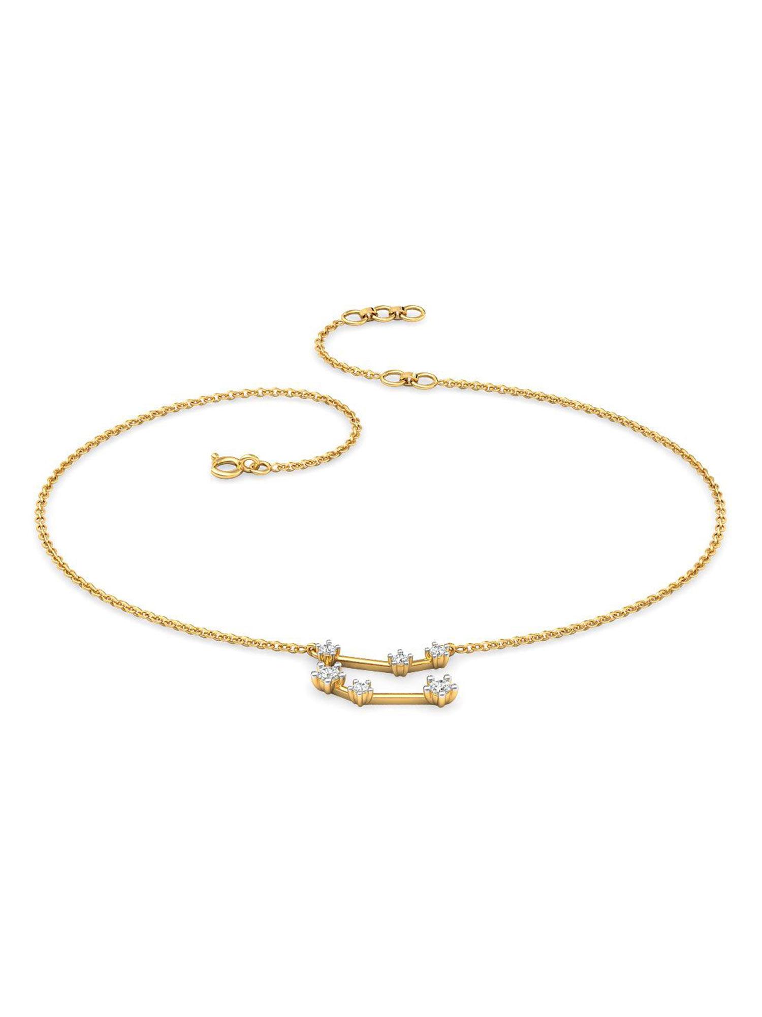 gemini 14k yellow gold and diamond anklet for women