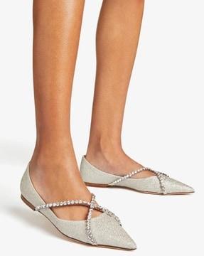 genevi flat shoes with crystal chain
