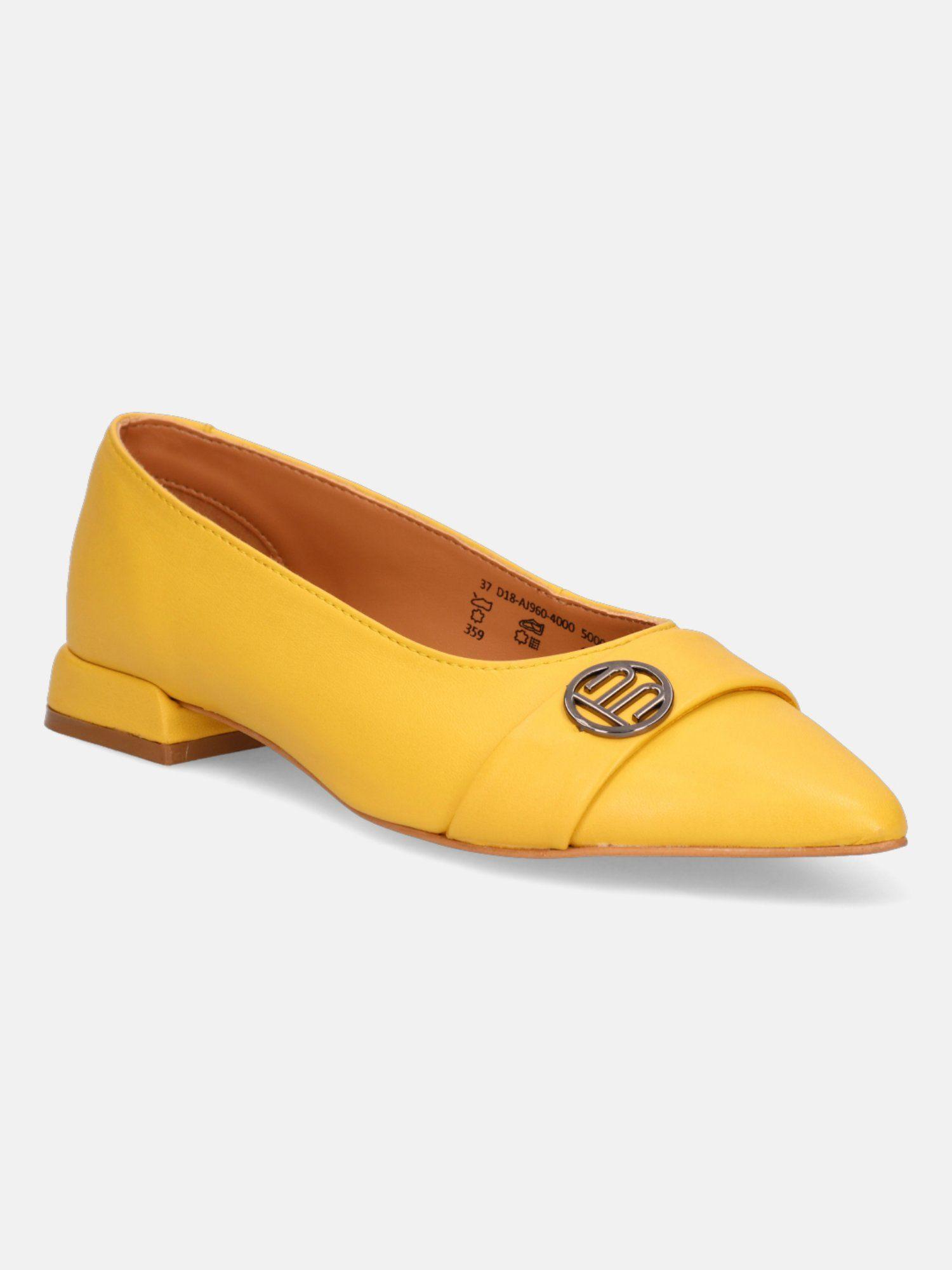 genevi yellow women leather ballerina