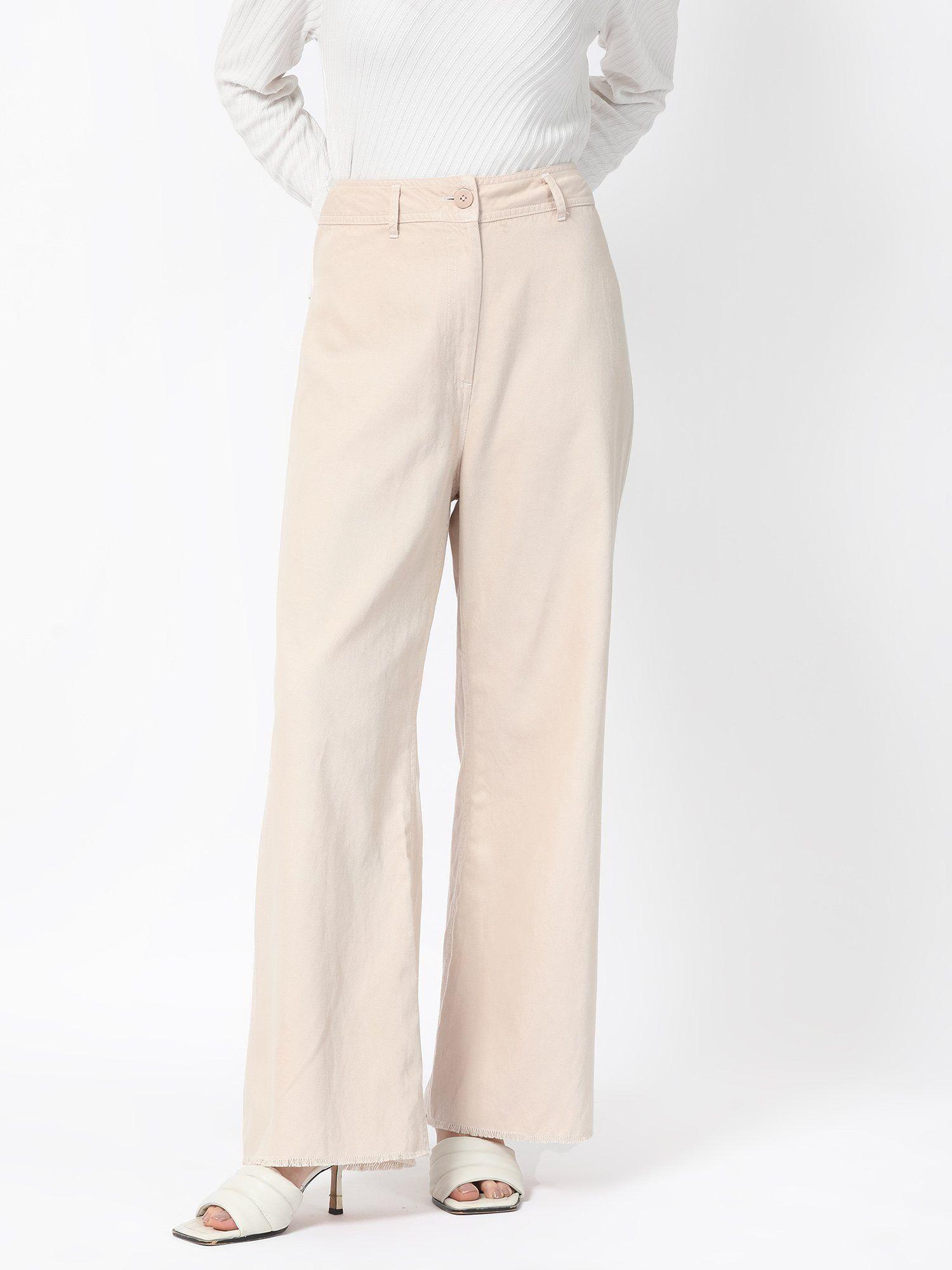 genia beige solid trouser