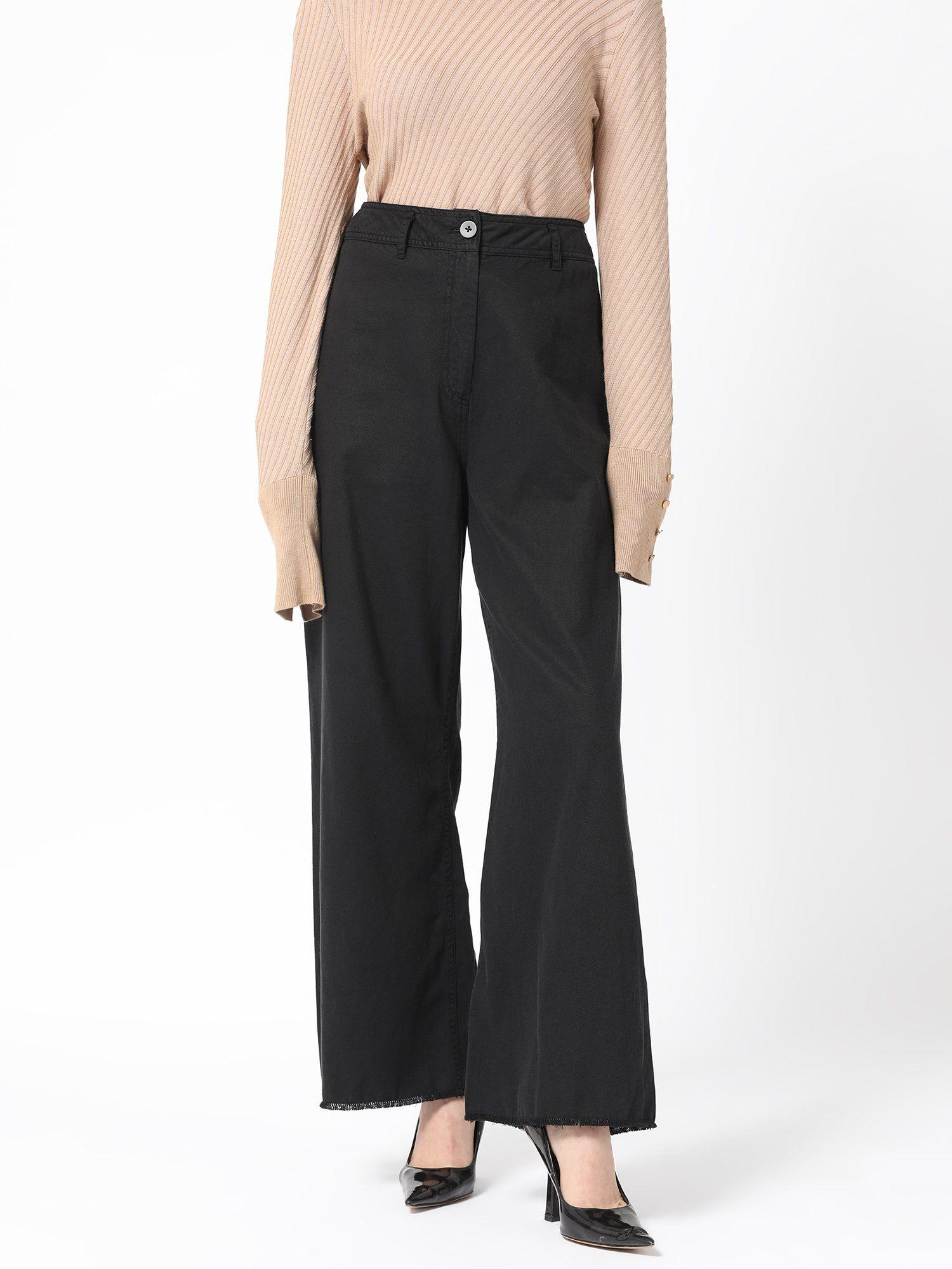 genia black solid trouser