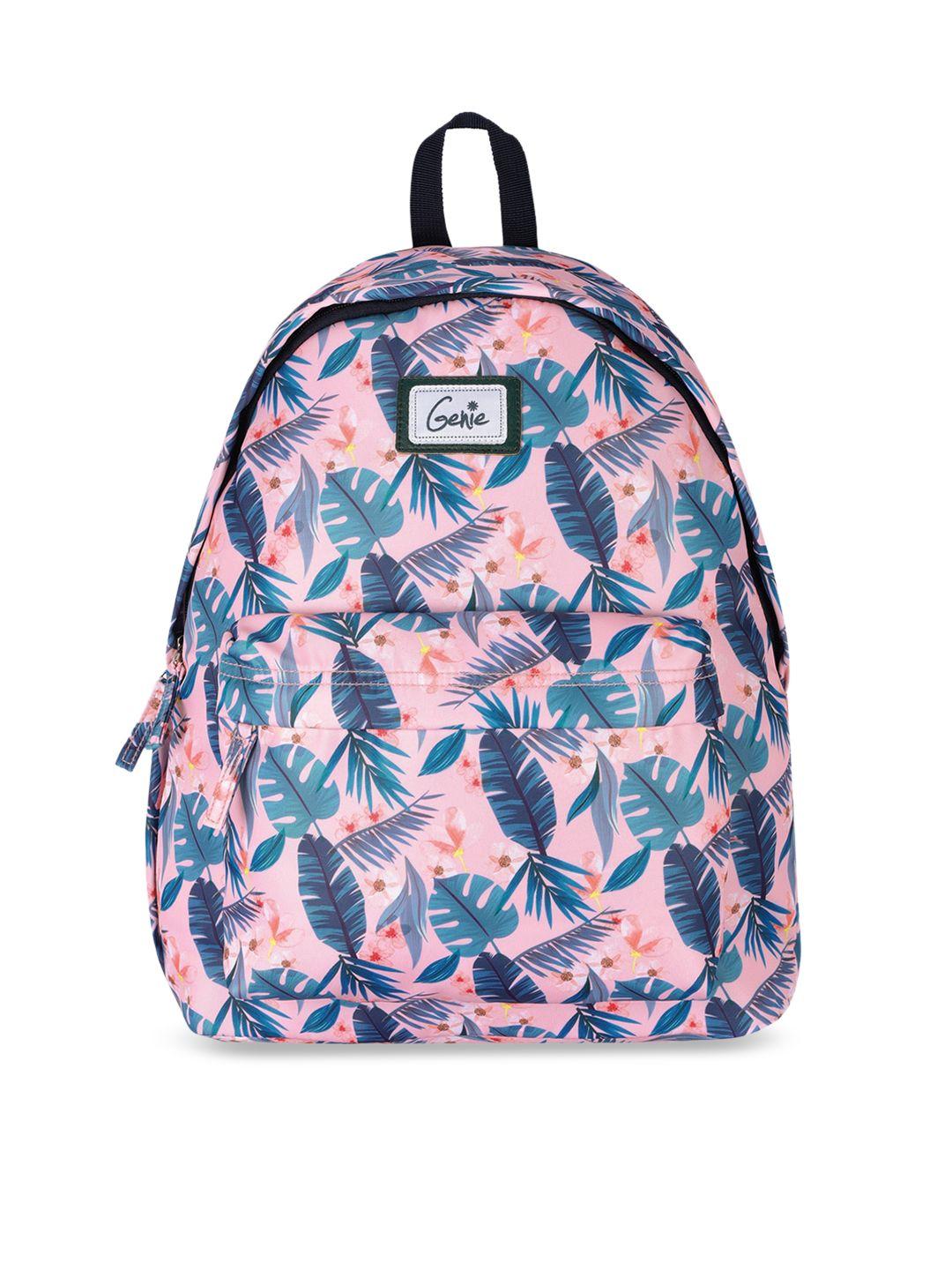 genie unisex pink & blue tropical print 16 inches medium backpack
