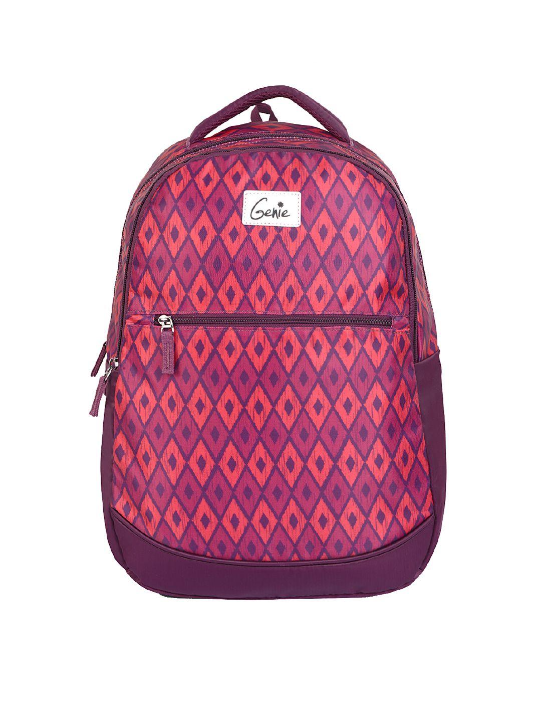 genie unisex geometric print backpack with zip pouch