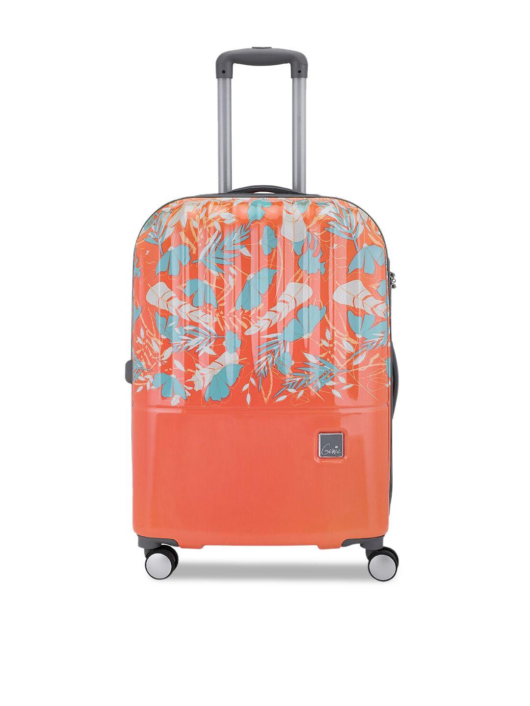 genie unisex tropical printed hard cabin trolley bag-52l