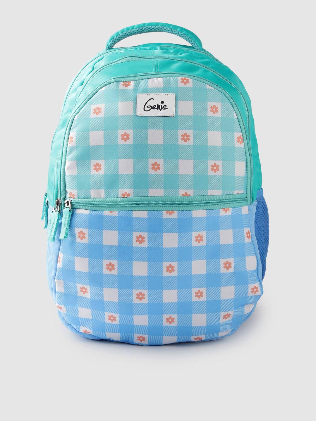 genie women colourblocked & checked backpack