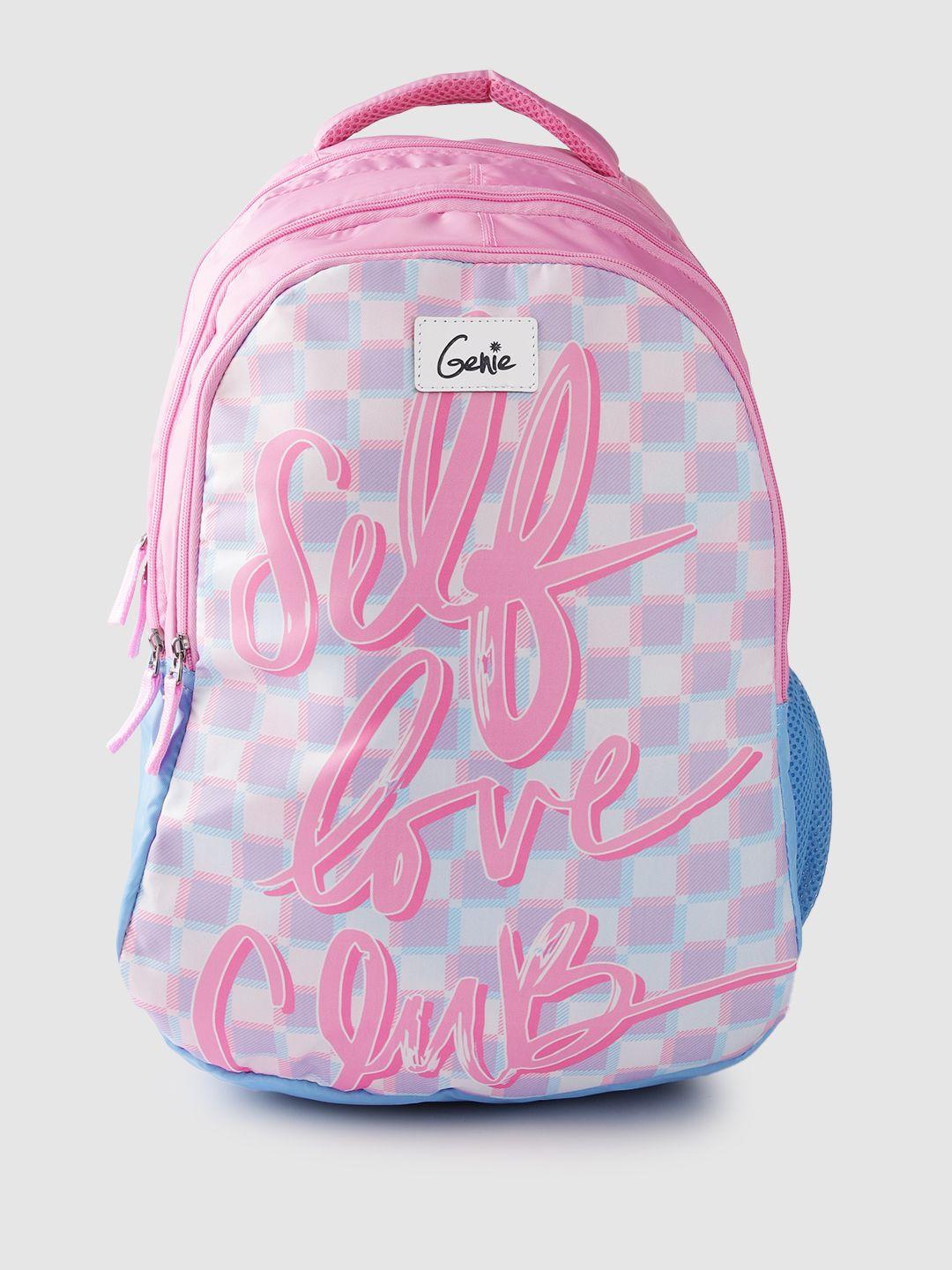 genie women typography printed & checked backpack