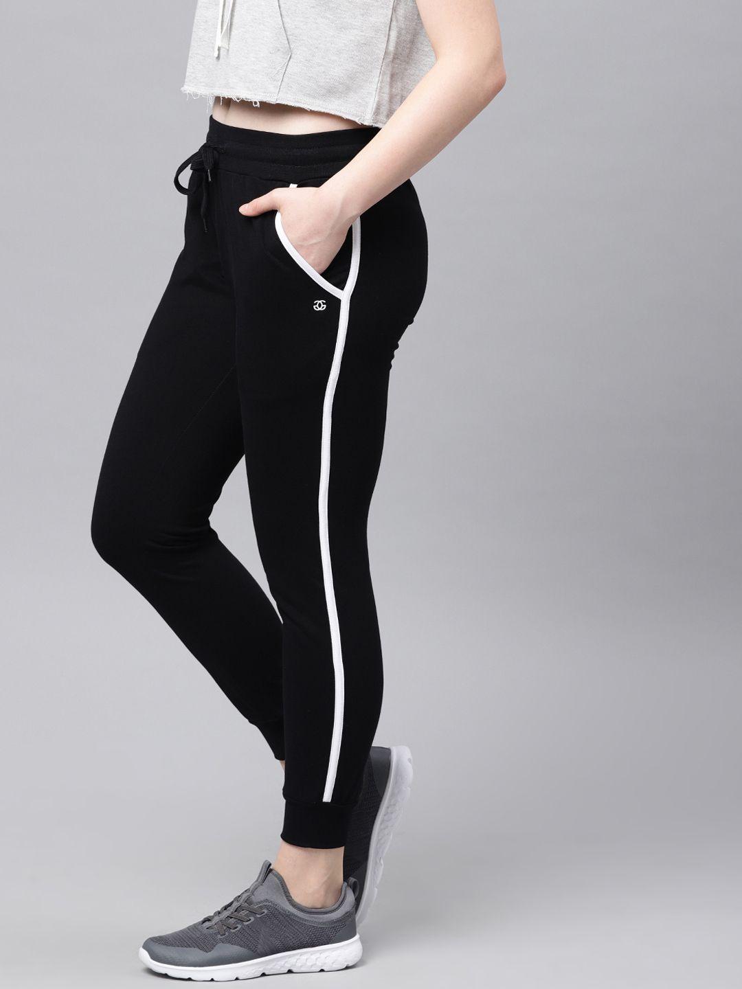 genius18 women black solid classic regular fit joggers